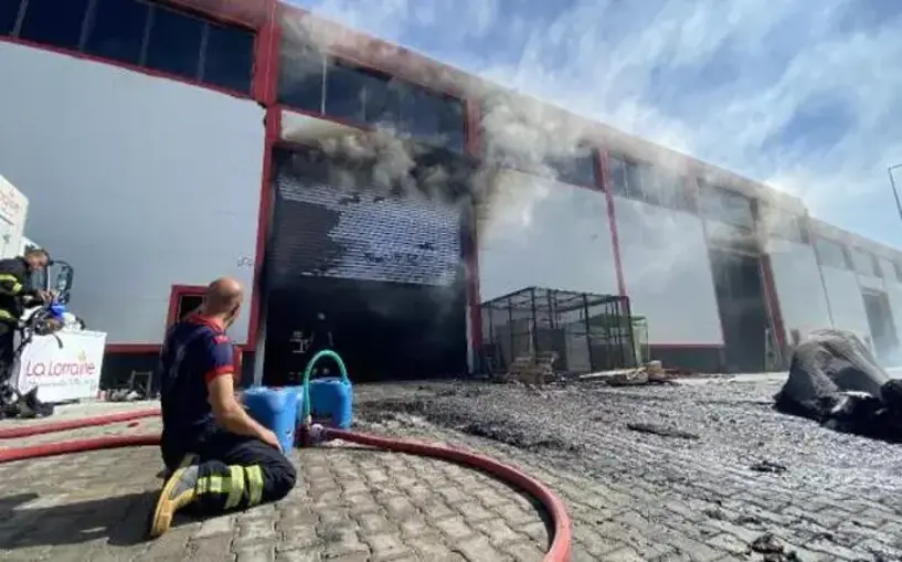(Video) Diyarbakır'da soğuk gıda imalathanesindeki yangın söndürüldü