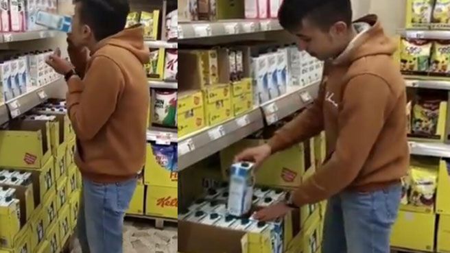 Marketteki sütleri içip, görüntülerini paylaşan çocuk yakalandı