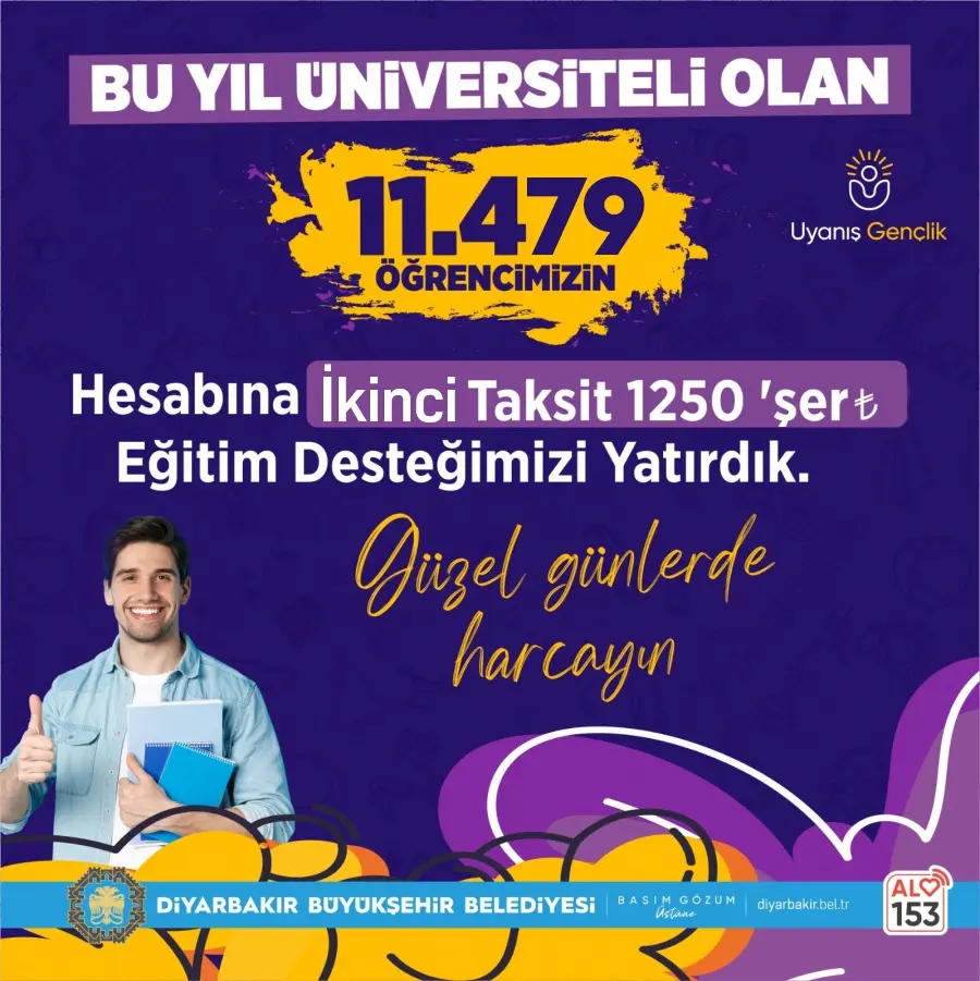 Diyarbakır’da üniversitelilere toplam 28 milyon 707 bin 500 liralık maddi destek