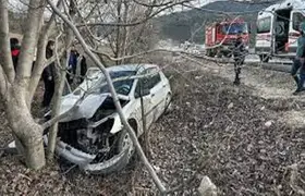 Samsun'da ağaca çarpan otomobildeki 2 kişi yaralandı