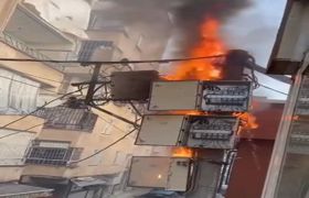 (Video) Diyarbakır’da elektrik panosu alevlere teslim oldu
