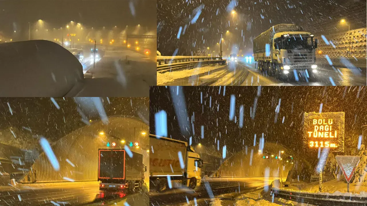 Kar yağışı Bolu Dağı’nda trafiği felç etti