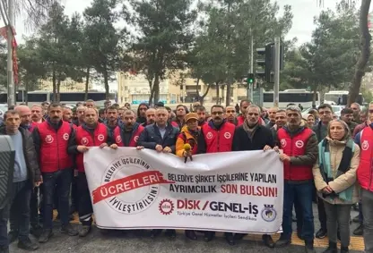 Diyarbakır’da DİSK’li işçilerden protesto
