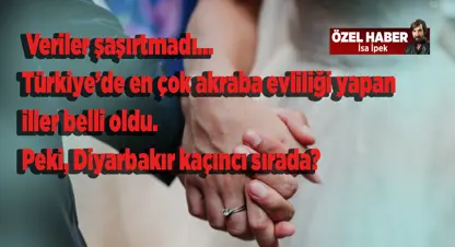 Akraba evliliği en çok hangi illerde, Diyarbakır kaçıncı sırada?