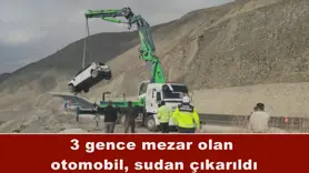 3 gence mezar olan  otomobil, sudan çıkarıldı