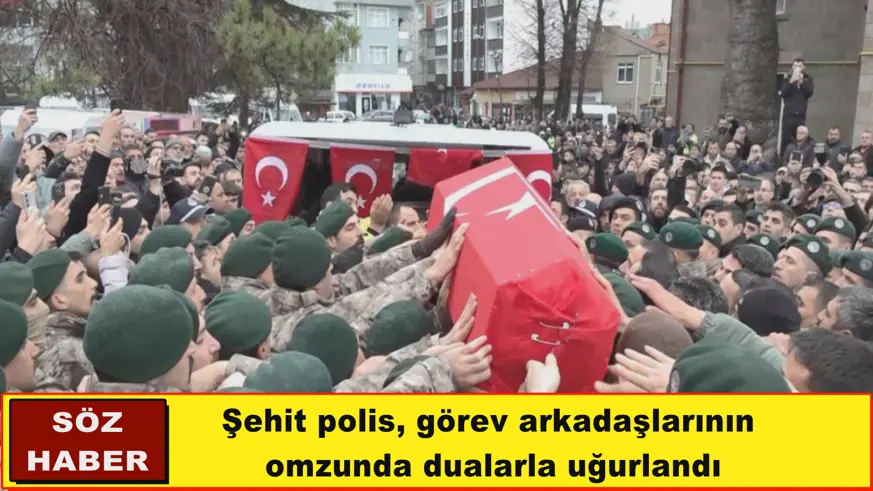 Şehit polis, görev arkadaşlarının  omzunda dualarla uğurlandı