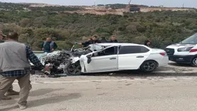 Hafriyat kamyonuna çarpan otomobilin sürücüsü öldü