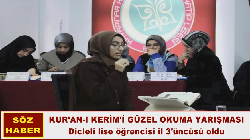 Dicleli lise öğrencisi il 3'üncüsü oldu