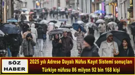 2025 yılı Adrese Dayalı Nüfus Kayıt Sistemi sonuçları